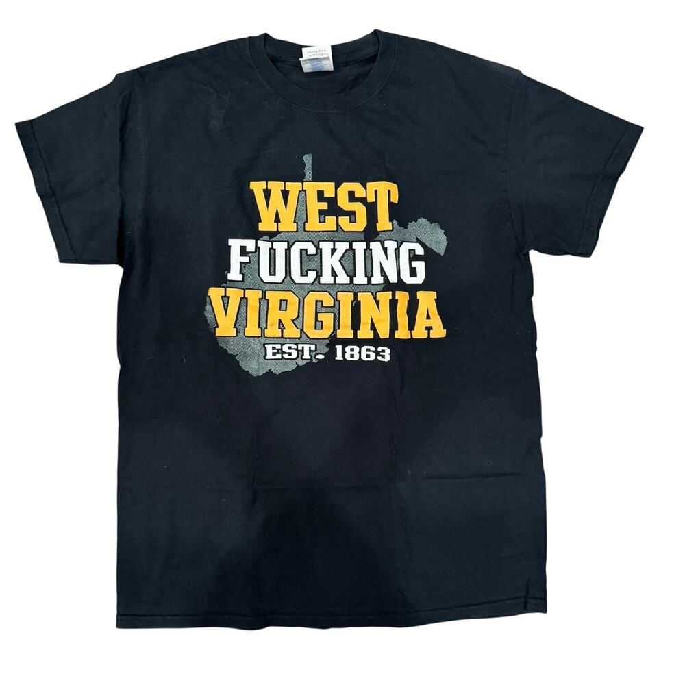 West F*cking Virginia EST 1863 T Shirt Medium Black Graphic Tee Gildan Heavy